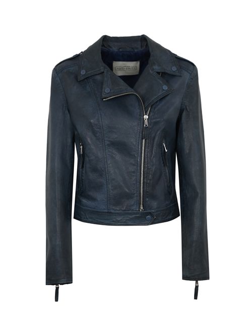 Giubbotto chiodo Tornado in pelle effetto used blu LEATHER AUTHORITY | TORNADO09